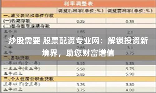 炒股需要 股票配资专业网：解锁投资新境界，助您财富增值